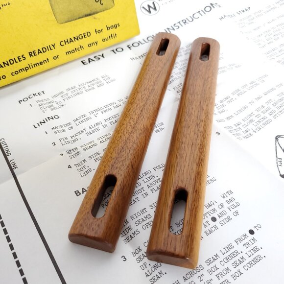 Vintage Wilco Island Bag Walnut Purse Handles Handbag Instruction Pattern Uncut - Picture 3 of 6